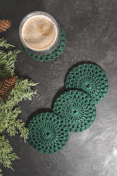 Crochet Coaster - Emerald Green